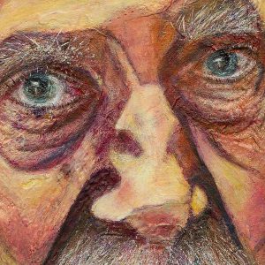 Detail from Anand, oil portrait by Frank Brennan